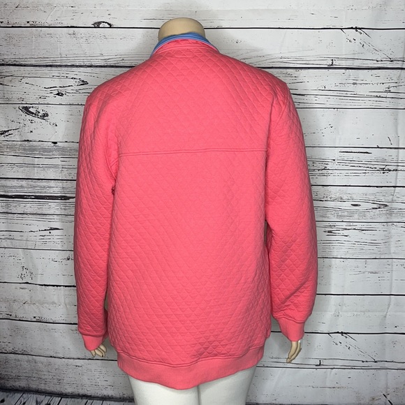 Properly Tied NWT Size XL Pink w/ Blue Trim Quilted Pullover Sweatshirt Top - Picture 4 of 6